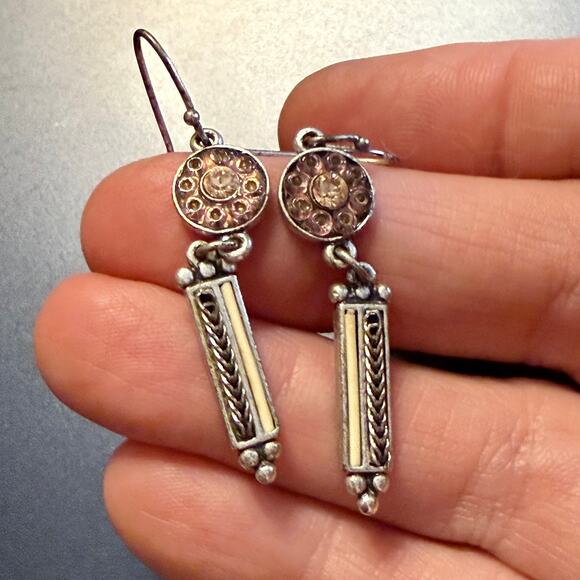 Pair of Vintage Lia Sophia Silver Tone Earrings - Picture 5 of 8